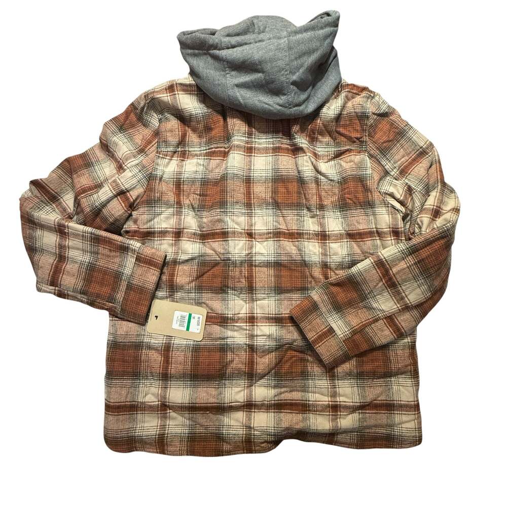 Levi's Men's Brown Ombre Plaid Sherpa-Lined Flannel Lrg Jacket with Jersey Hood - Picture 7 of 11